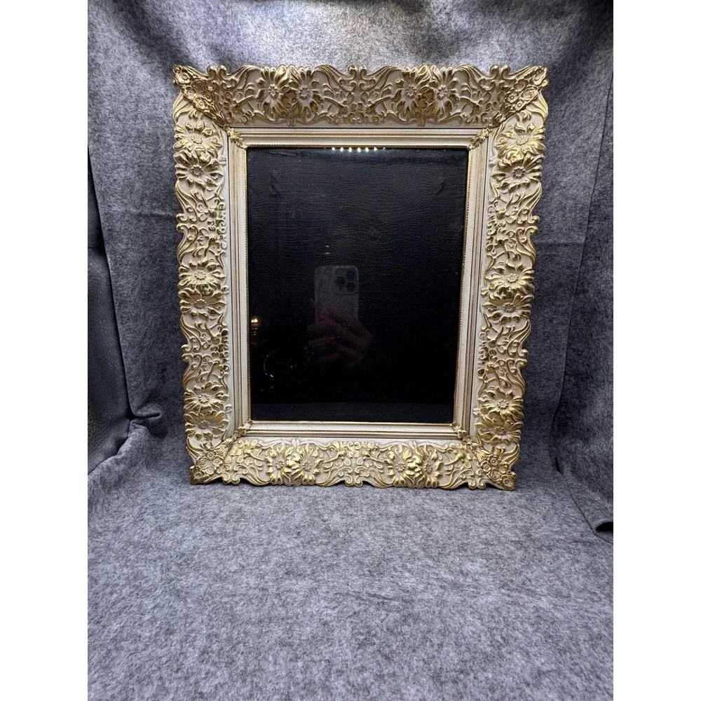 Vintage Ornate Gold Cream Floral Picture Frame Baroque 8x10 Tabletop Wall Decor